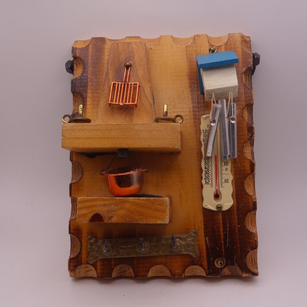 Wall Mounted Three Key Holder with Mini Wind Chimes and Thermometer